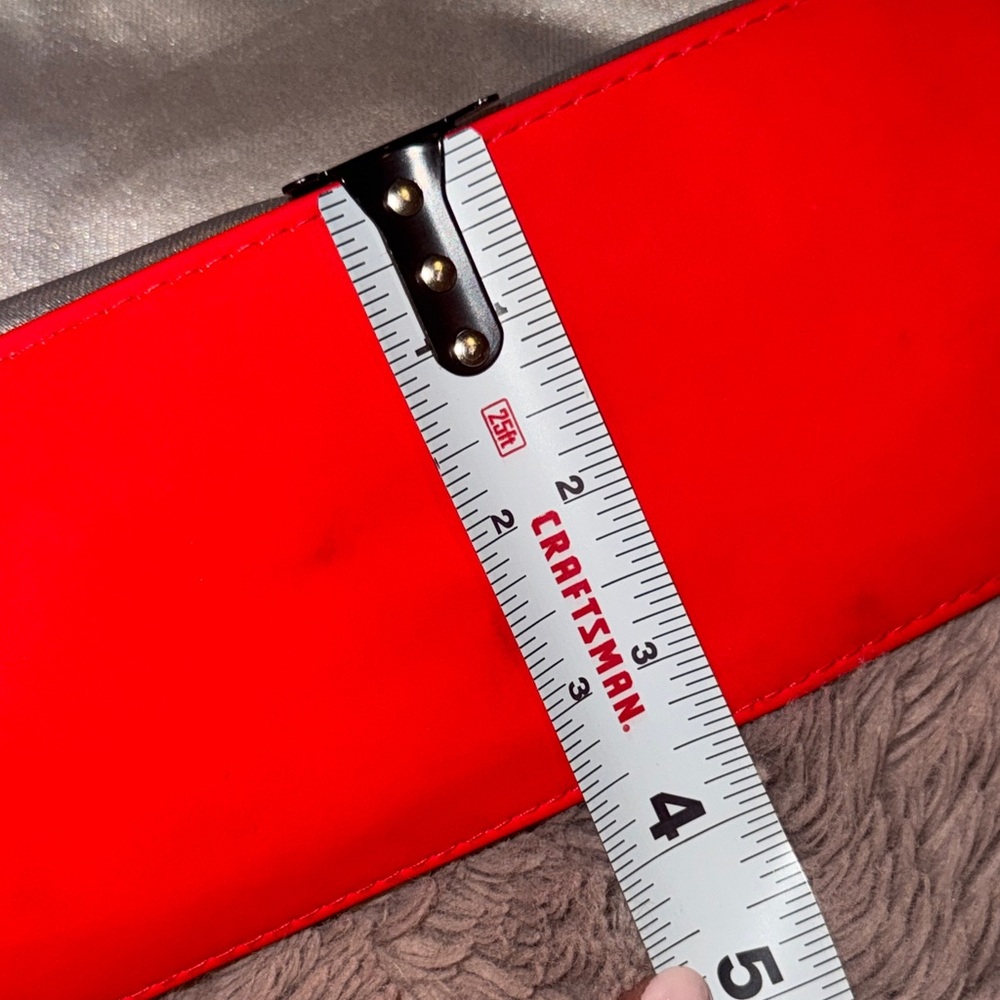 Clinique Metallic Silver Tote with Red Handles Candy Cane Interior Shoulder Bag - Picture 7 of 9